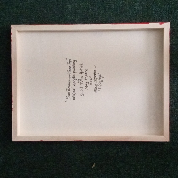 New original acrylic painting, Trees, Green,Red,Yellow 12" x 16" , decor - Picture 3 of 4